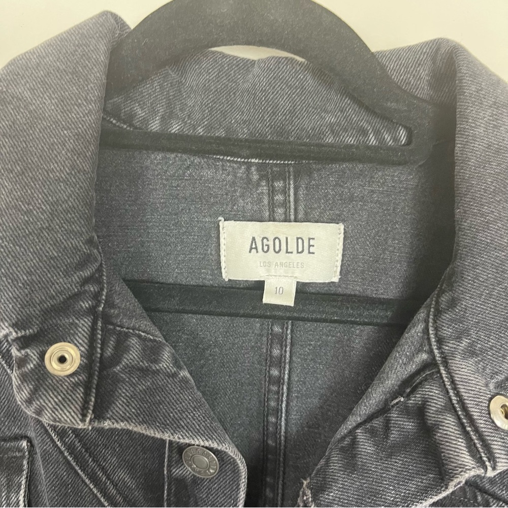 AGOLDE VIANKA DENIM UTILITY BUTTON UP JUMPSUIT LONG SLEEVE IN BLACK SIZE 10 - Picture 16 of 16